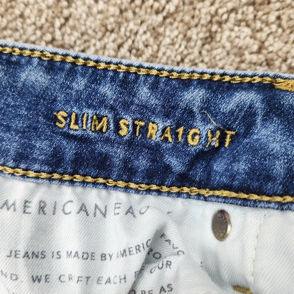 American Eagle Mens Slim Straight Jeans Blue Denim Size‎ 28x32